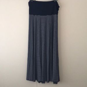 Navy Blue with white stripes Maxi Skirt